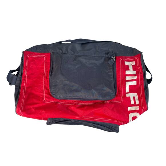 Vintage Tommy Hilfiger Duffle Bag Travel Gym Bag Large Spellout - Picture 2 of 16